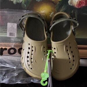 NWT Crocs Men's  Women's Echo Slingback Clog Aloe Shoes slides dark green W9/M7